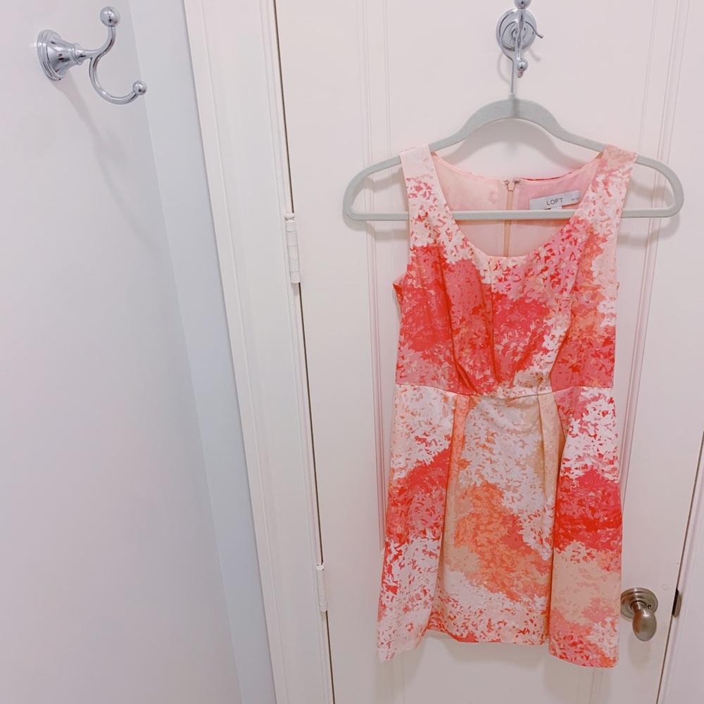 BNWT⚡️ANN TAYLOR/LOFT PETITES PINK/ORANGE/CREAM FANCY/FORMAL/SUMMER DRESS⚡️2P